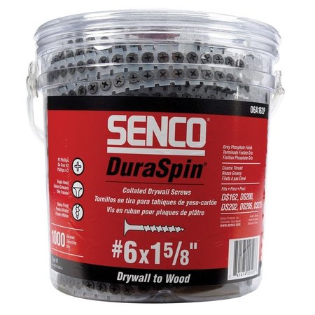 Senco Drywall Screw, #6 x 1-5/8 in, Phillips Drive 06A162P